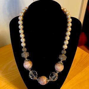 Hand Made Silver Crystal and Stone Necklace